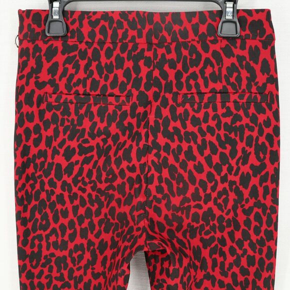 Zara Basic Pants Womens XS Red Black Animal Print Stretch Side Zip Mob Wife - Picture 9 of 12